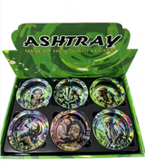 Glass Ashtray Rasta Design - Display of 6
