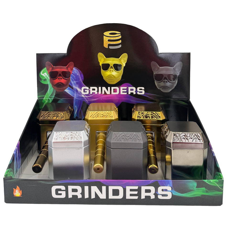 Thors Hammer Design Grinder With Pipe 63mm - Display of 6