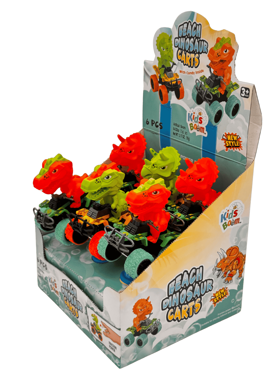 Kids Boom Beach Dinosaur Carts Candy - Display of 6 (MSRP $8.99 Each)