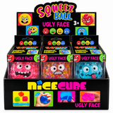 Nice Cube Squeez Ball Ugly Face - Display of 12