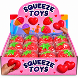 Strawberry Design Viral Stress Toy - Display of 12