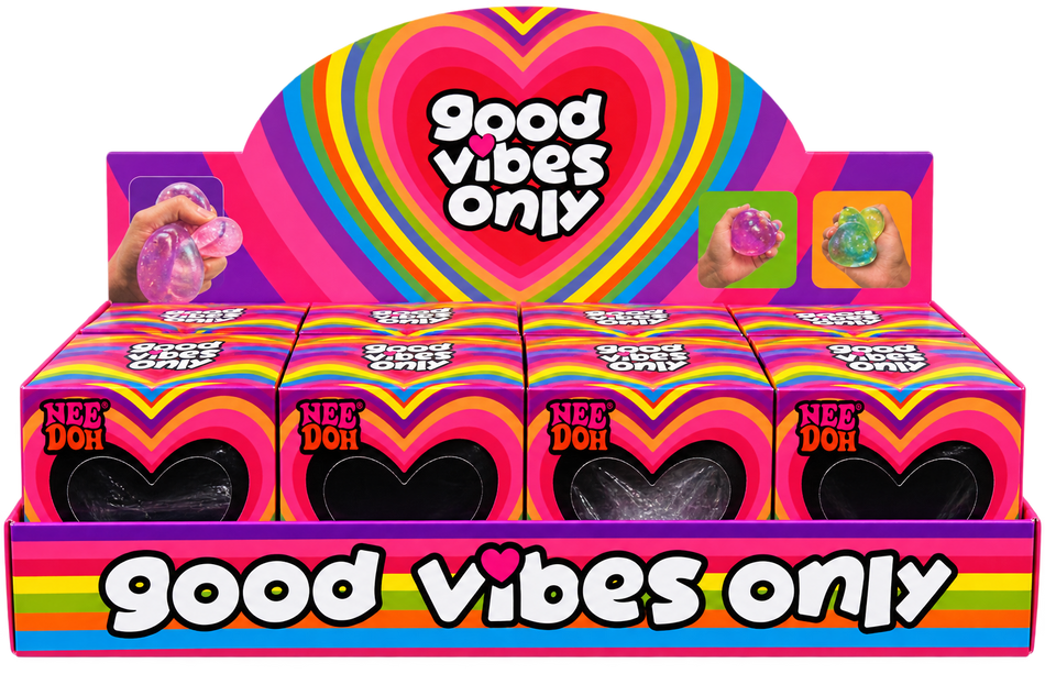 NeeDoh Good Vibes Only Heart Squishy - Display of 12