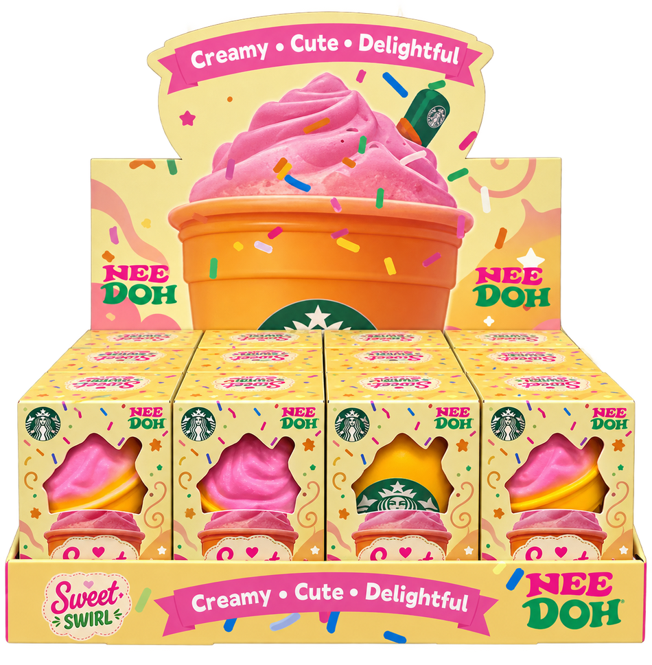 NeeDoh Starbucks Ice Cream Cone Squishy - Display of 12