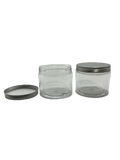 Clear Plastic Jar With Silver Screw Top Lid