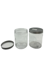 Clear Plastic Jar With Silver Screw Top Lid