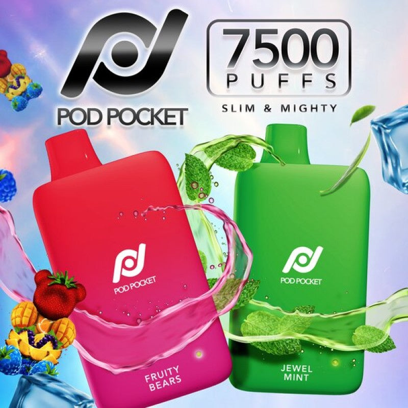 Pod Juice Pod Pocket 7500 Puffs 5% Disposable Vape - Display of 5 (MSRP $14.99 Each)