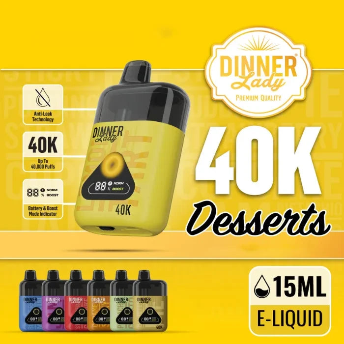 Dinner Lady 40K Puffs Disposable Vape - Display of 5