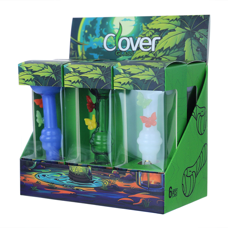 Clover Glass 4.5" Assorted Glass Hand Pipe - Display of 6 (WPF-626)