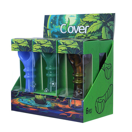 Clover Glass 4.6" Assorted Glass Hand Pipe - Display of 6 (WPF-647)