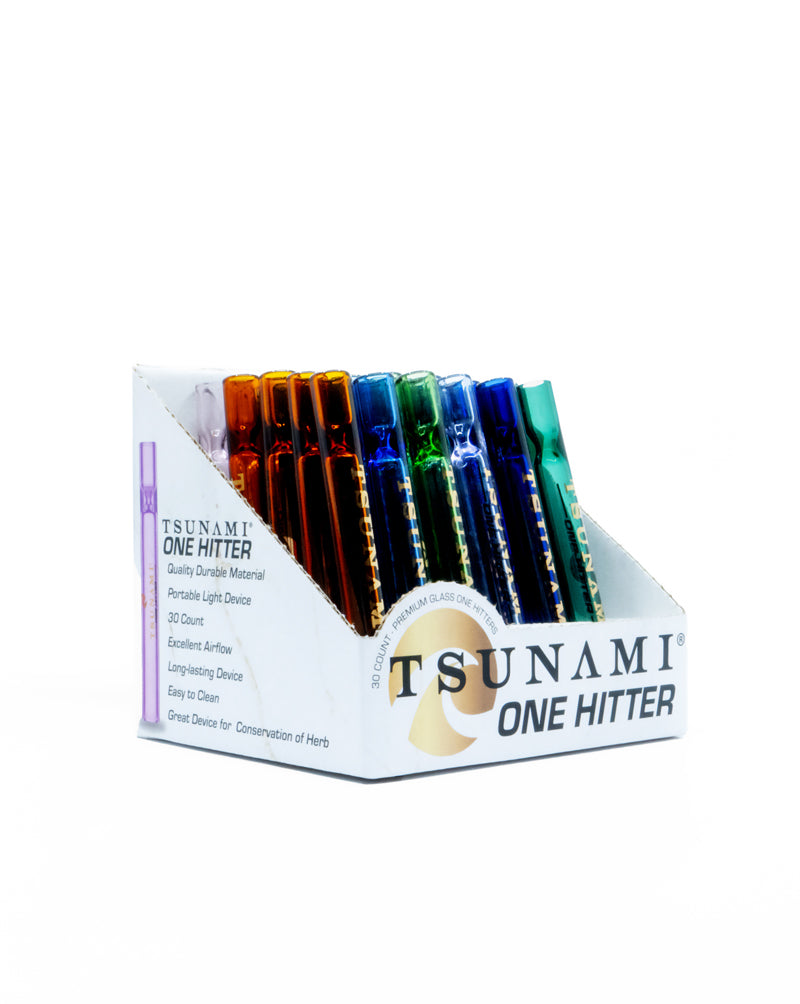Tsunami Glass One Hitter Assorted Colors - Display of 30