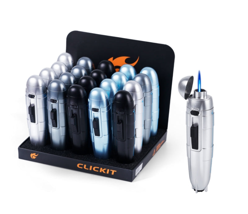 Clickit Submarine Flip Open Torch - Display of 20 (MSRP $19.99 Each)
