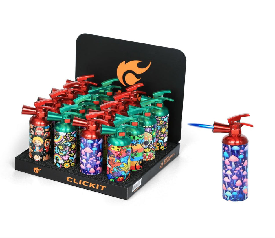 Clickit Fire Extinguisher Torch w/ Pictures Wrap - Display of 16 (MSRP $14.99 Each)