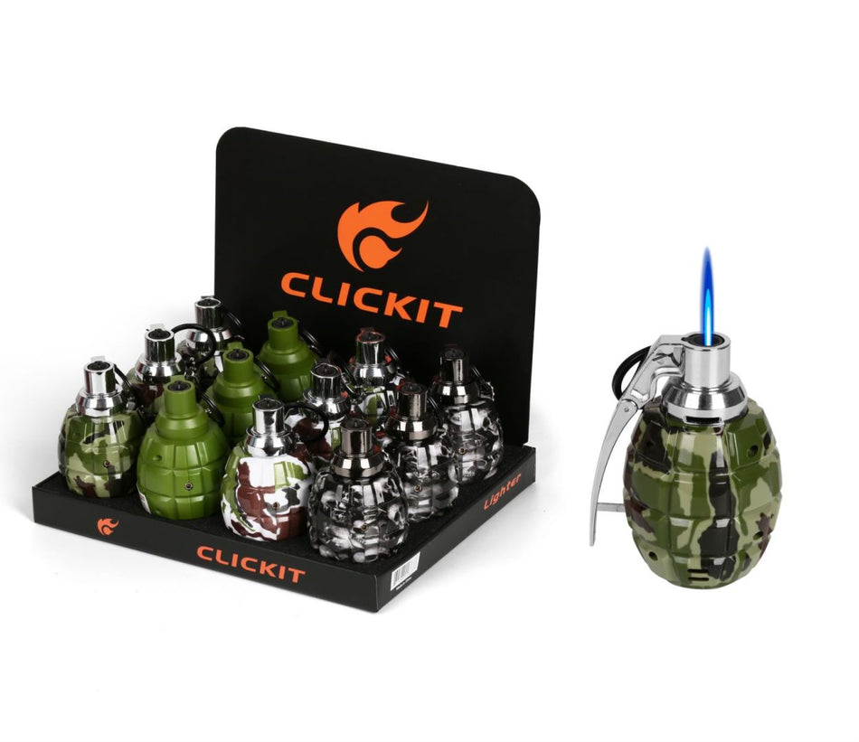 Clickit Large Grenade Torch - Display of 12 (MSRP $19.99 Each)