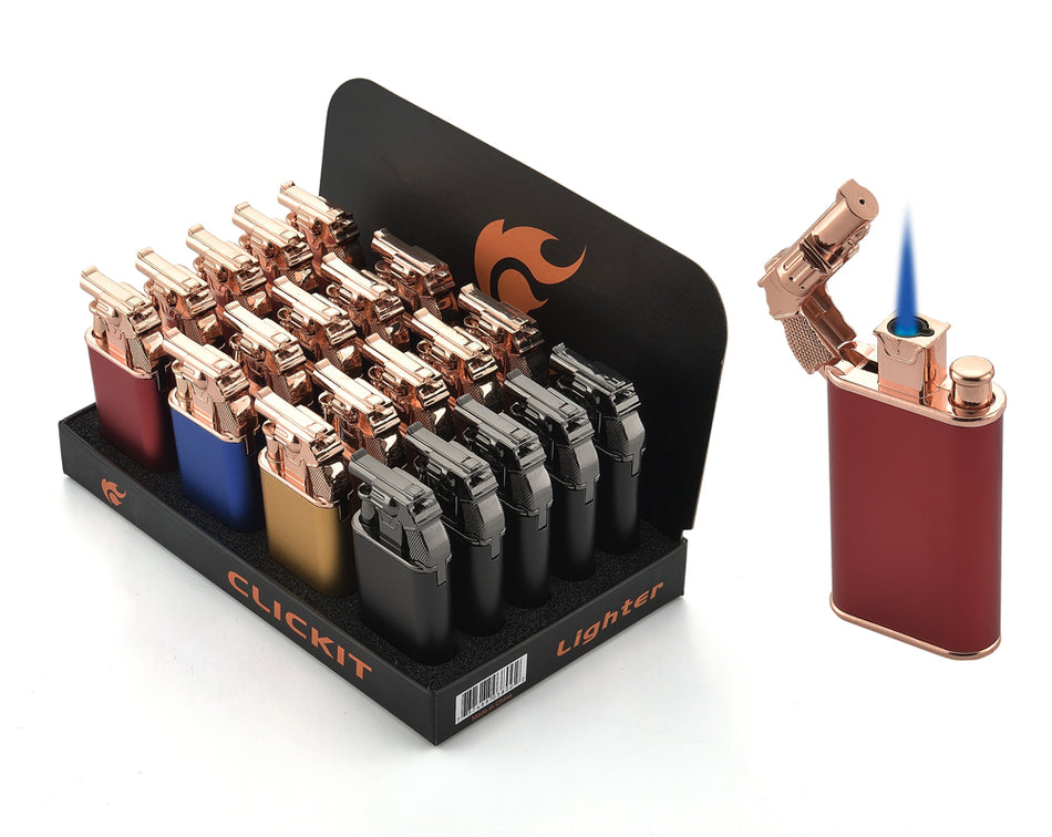 Clickit Single Torch & Flame Adjustable Lighter - Display of 20 (MSRP $14.99 Each)