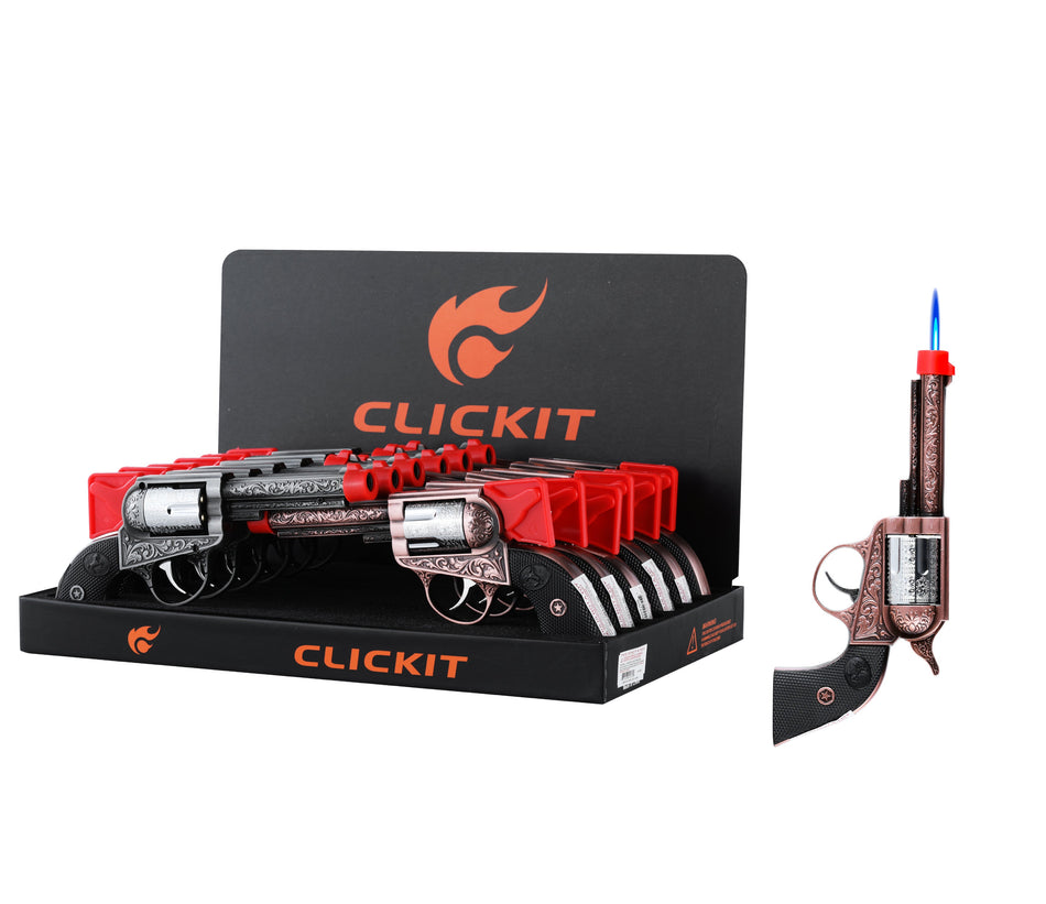 Clickit Single Torch Patterned Revolver - Display of 12 (MSRP $19.99 Each)