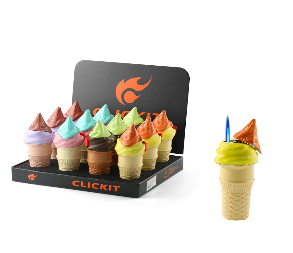 Clickit Ice Cream Cone Torch - Display of 12 (MSRP $19.99 Each)
