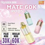 Geek Bar Mate 60K Puffs 15mL Disposable Pod - Display of 5