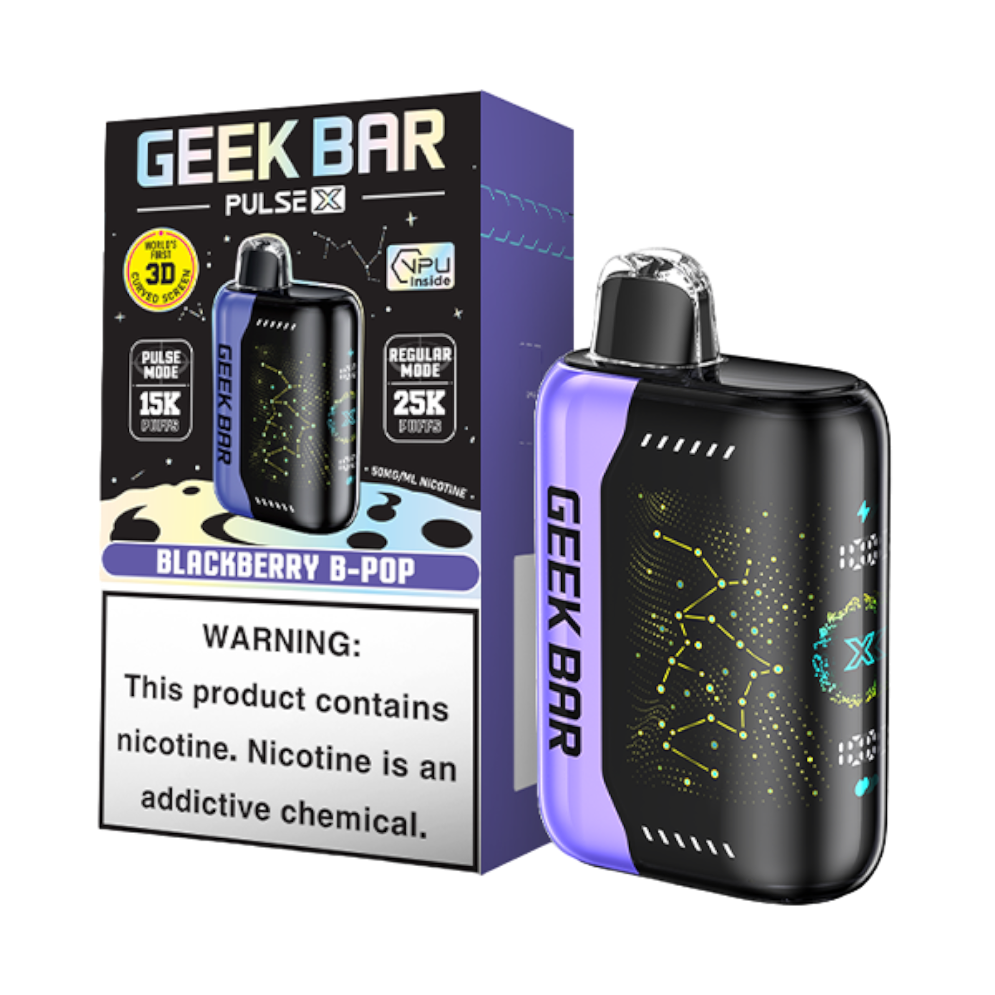 Geek Bar Pulse X 25K Puffs Disposable Vape - Display Of 5 (MSRP $29.99 Each)