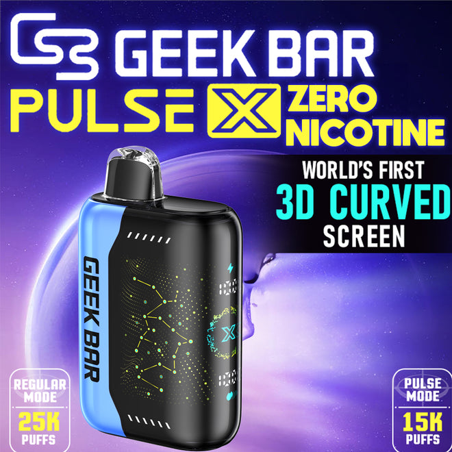 Geek Bar Pulse X 25K 0% Nicotine 18mL Disposable - Display of 5 (MSRP $24.99 Each)