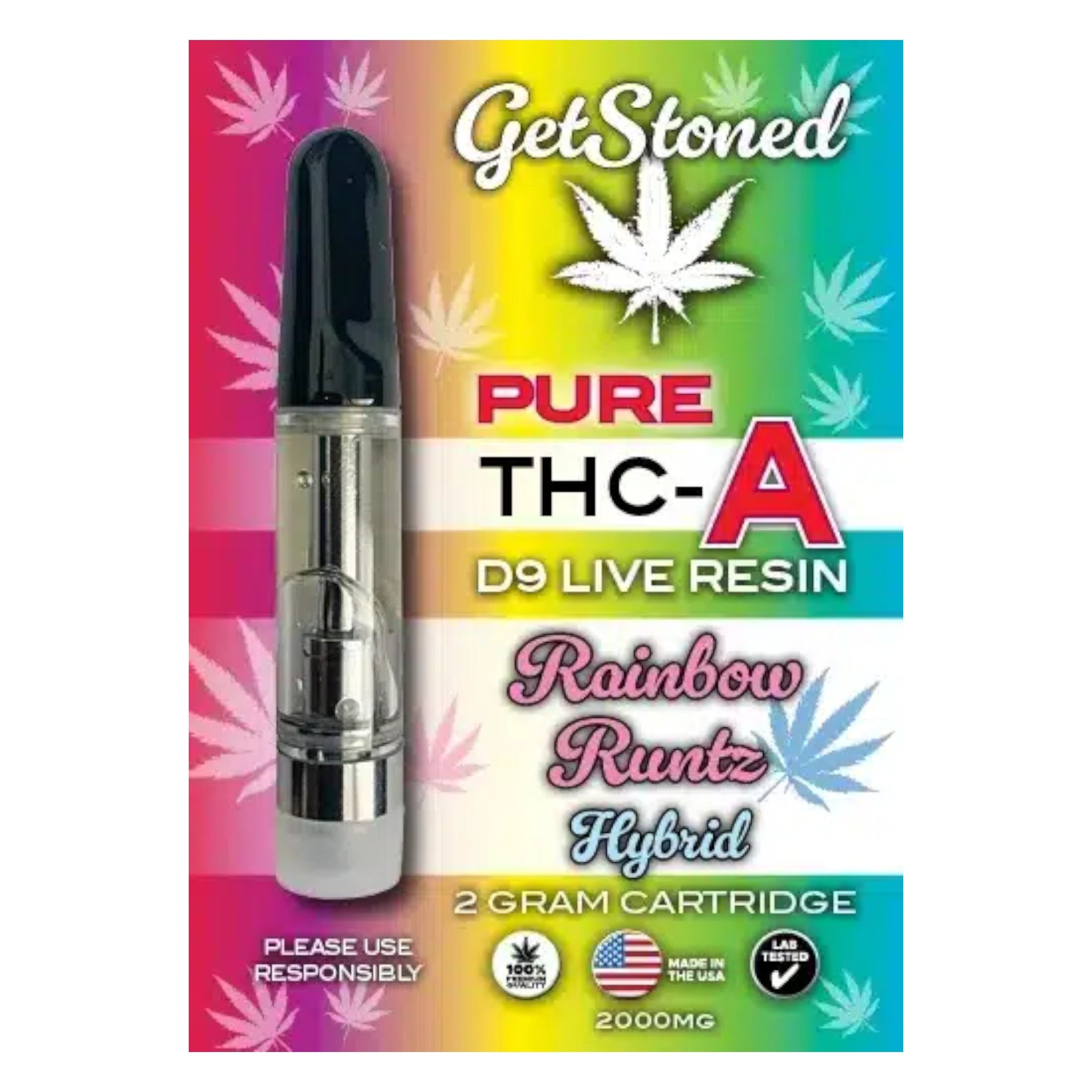 GetStoned 2g Pure THC-A D9 Live Resin Cartridge (MSRP $29.99)