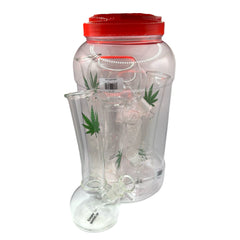 Glass Bong 9in 420 Leaf Design 4ct Jar (MSRP $19.99ea)