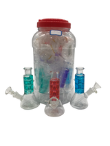 Glass Bong 5in Oil Filled Assorted Colors Design 9ct Jar (MSRP $24.99ea)