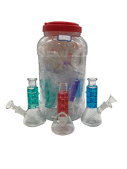 Glass Bong 5in Oil Filled Assorted Colors Design 9ct Jar (MSRP $24.99ea)