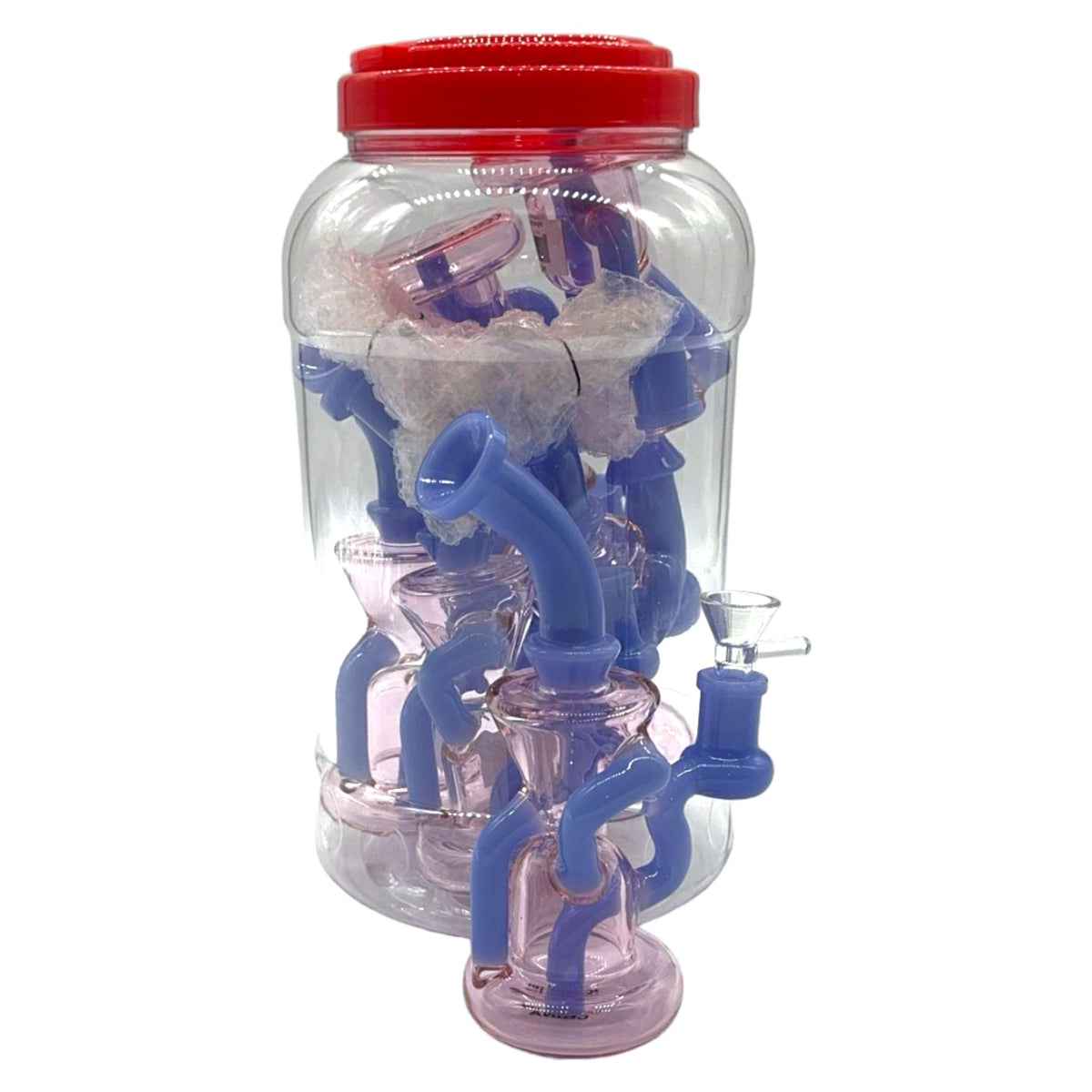 Glass Bong 8in Blue and Pink Tubes Design 5ct Jar (MSRP $44.99ea)