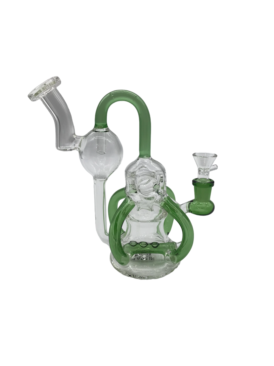 Glass Bong 9in Green Tubes Design (MSRP $69.99)