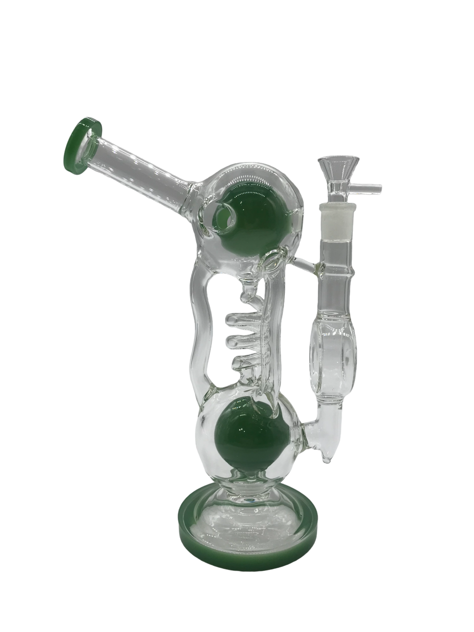 Glass Bong 11in Green Double Spehar Design (MSRP $69.99)