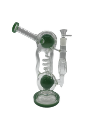 Glass Bong 11in Green Double Spehar Design (MSRP $69.99)