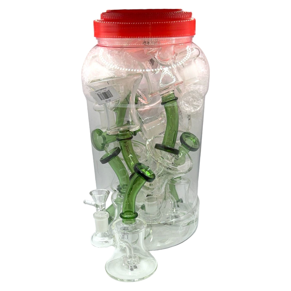 Glass Bong 6in Green Tip Design 10ct Jar (MSRP $24.99ea)