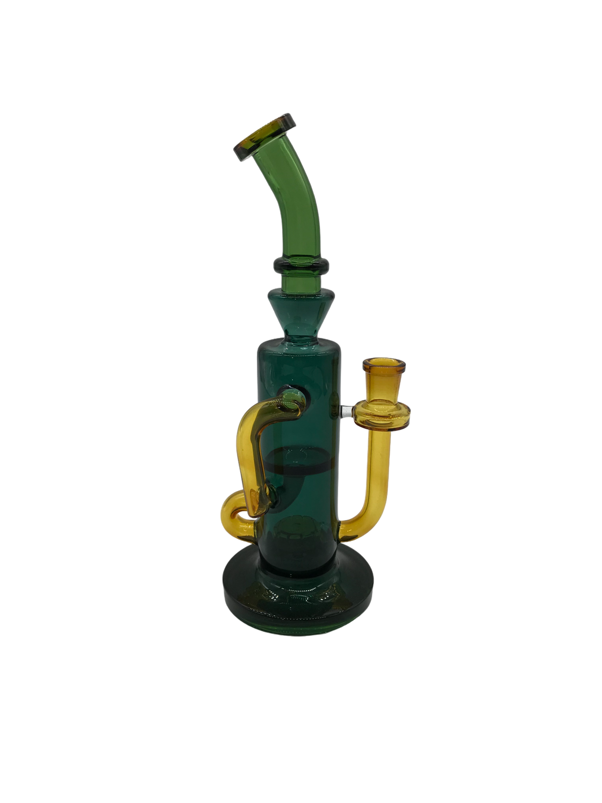 Glass Bong 10in Green and Yellow Tubes Design (MSRP $59.99)