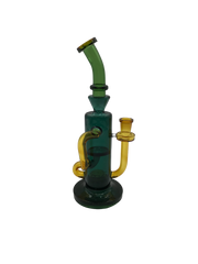 Glass Bong 10in Green and Yellow Tubes Design (MSRP $59.99)