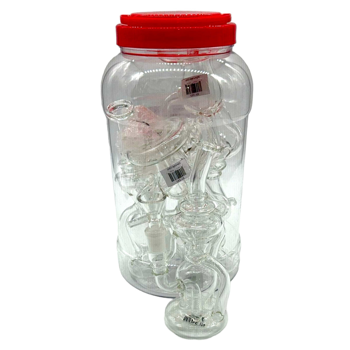 Glass Bong 8in Clear Tubes Design 4ct Jar (MSRP $39.99ea)