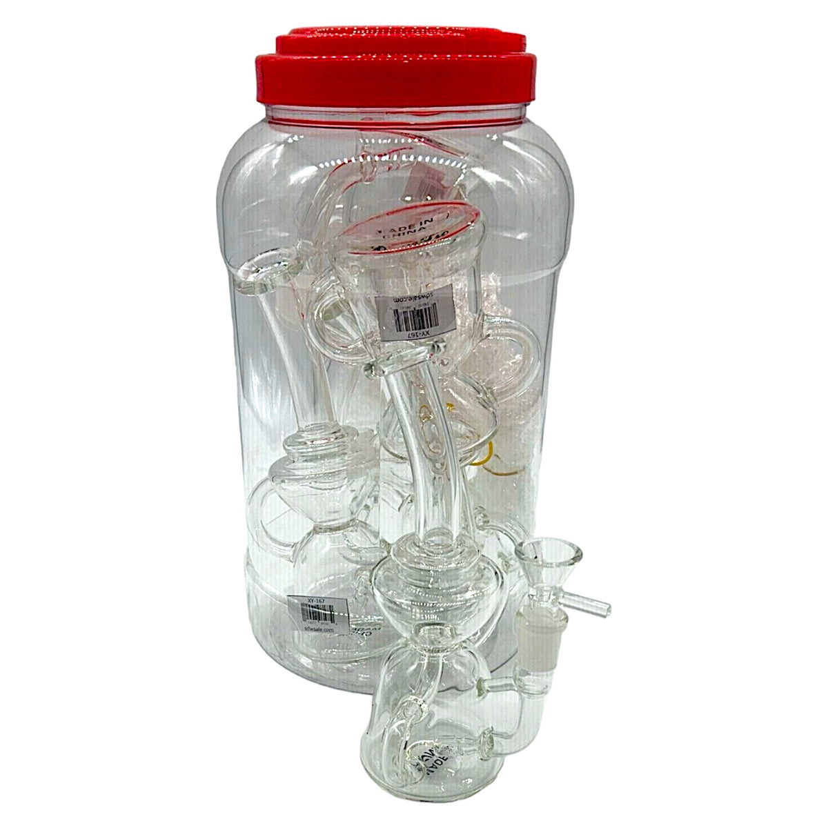 Glass Bong 8in Clear Design 4ct Jar (MSRP $39.99ea)