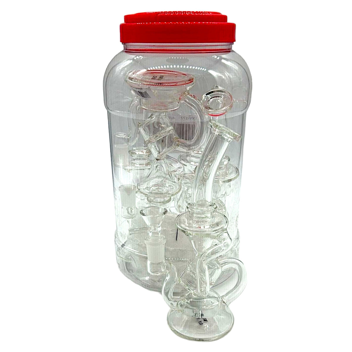 Glass Bong 8in Clear Tubes Design 4ct Jar (MSRP $39.99ea)