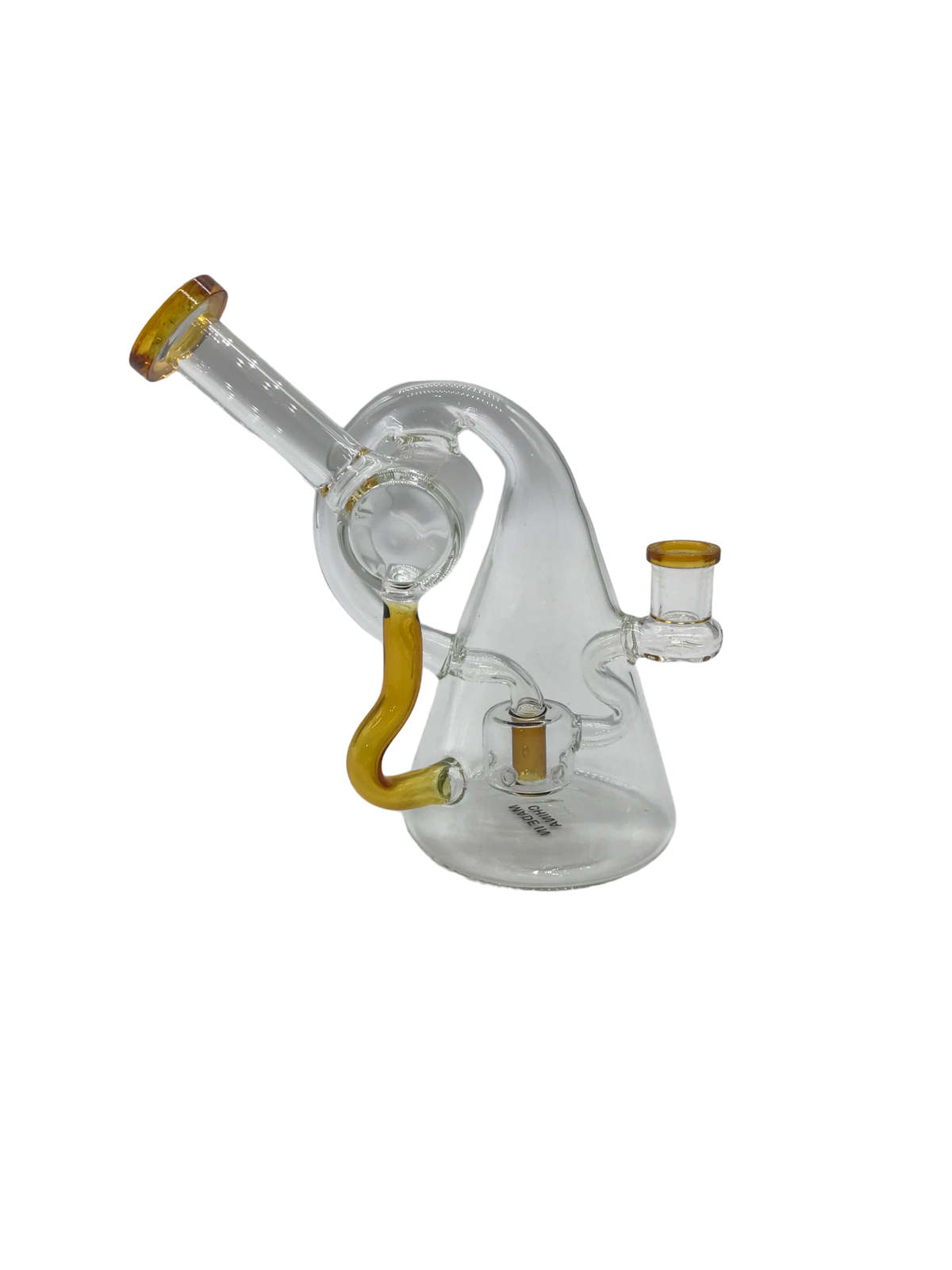 Glass Bong 8in Yellow Complex Tubes Design (MSRP $59.99)