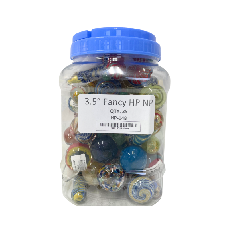 3.5" Fancy Hand Pipe Mix Color (HP-148) - Jar of 35 (MSRP $9.99 Each)
