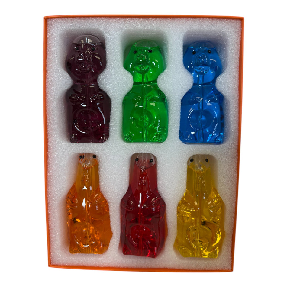 Apex Glass Hand Pipe Oil Filled Freezable Bear Design HPD-1119 - 6 Piece Display (MSRP $24.99 Each)