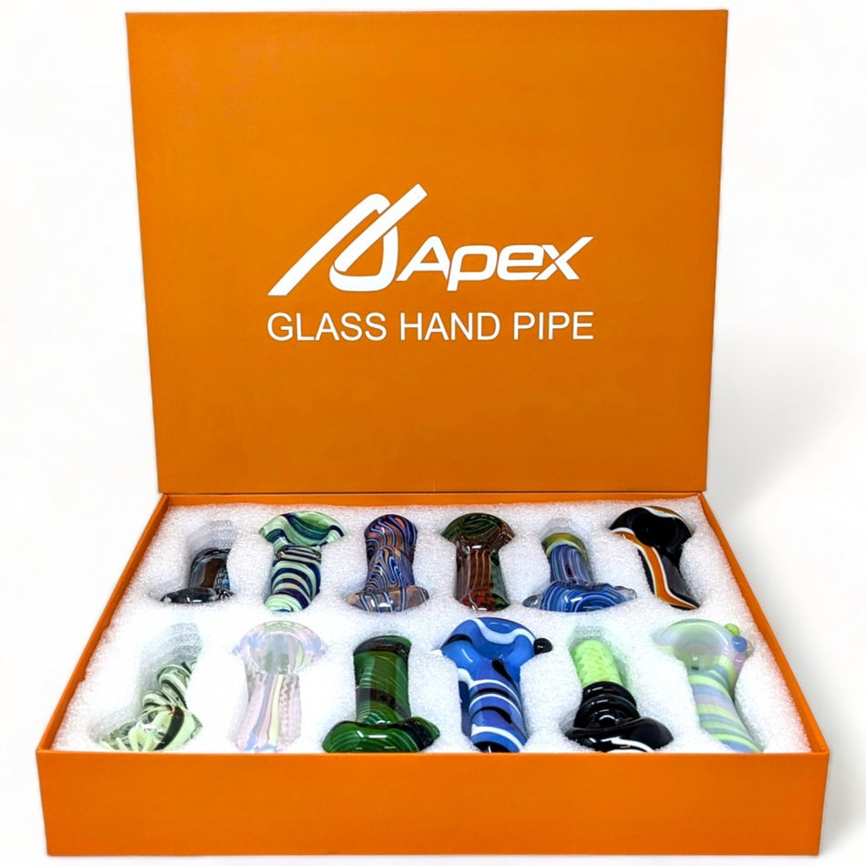 4" Apex Mix Premium Hand Pipes (HPD-405) - Display of 12 (MSRP $19.99 Each)