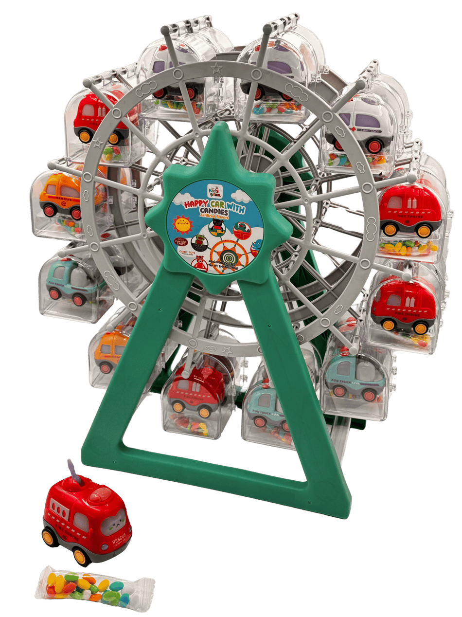 Kids Boom Ferris Wheel Display With Happy Car Candies - Display of 96 (MSRP $6.99 Each)