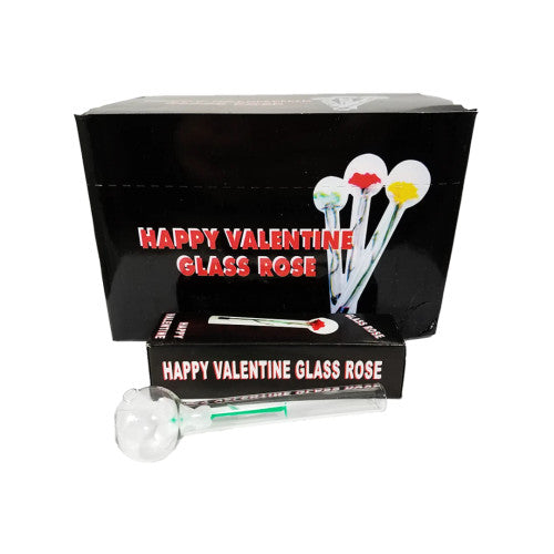 Valentine Glass Rose Large 6" - Display of 24 (MSRP $5.99 Each)