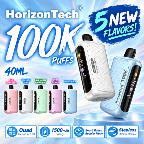 HorizonTech 100K Max Puffs 40mL Disposable Vape - Display of 5