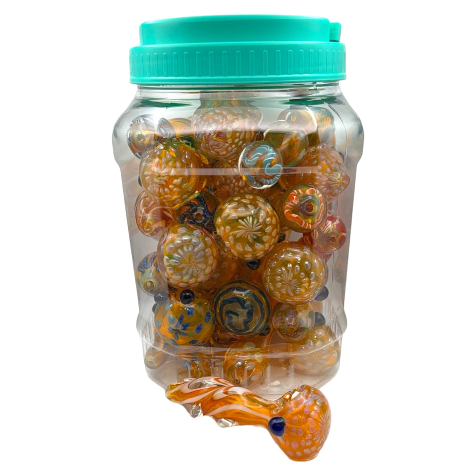 4" IDGAF Assorted Fancy Gold Hand Pipe - Jar of 25