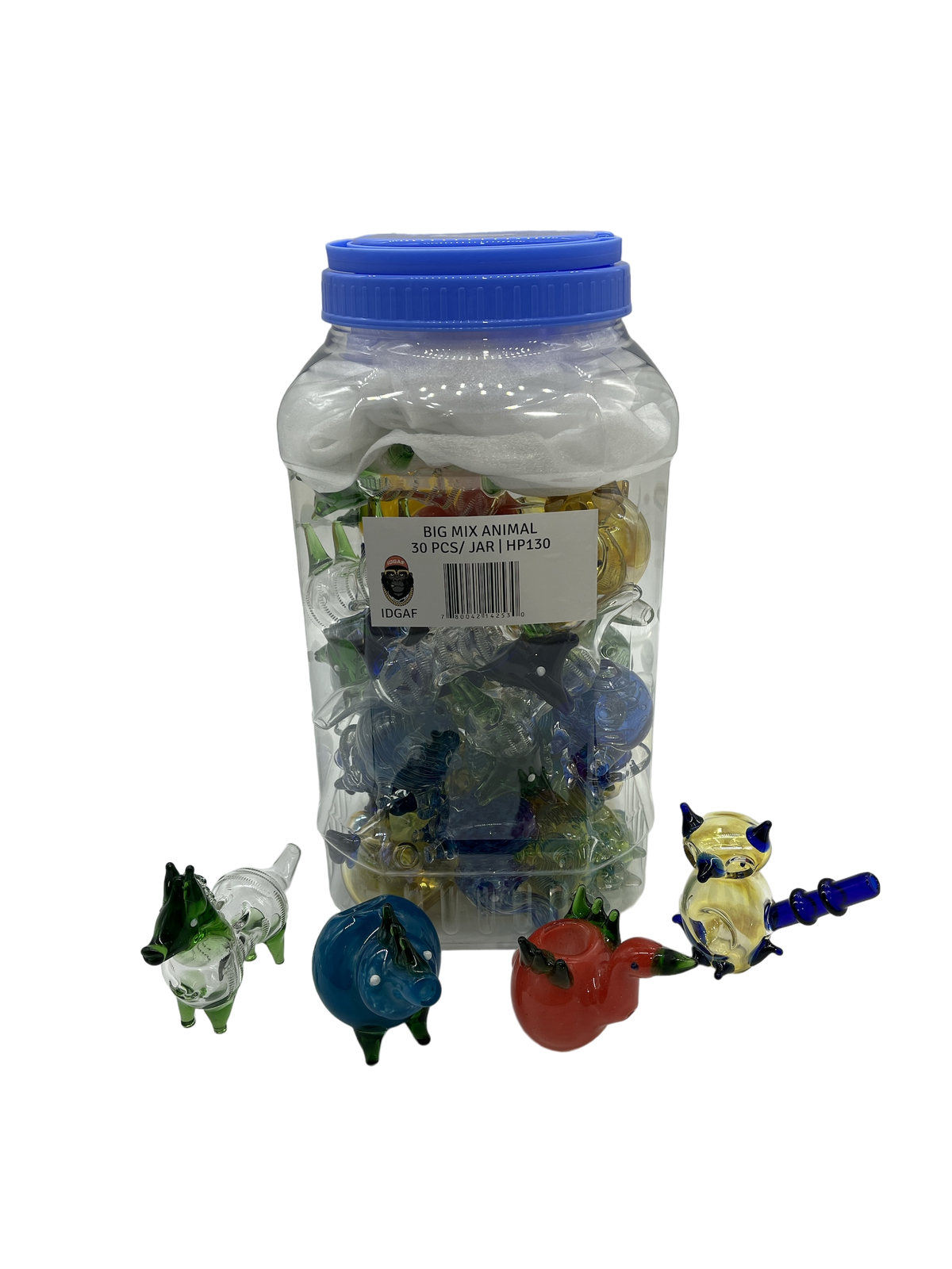 IDGAF Big Animal Mix Hand Pipe 30 Piece Jar (MSRP $9.99ea)