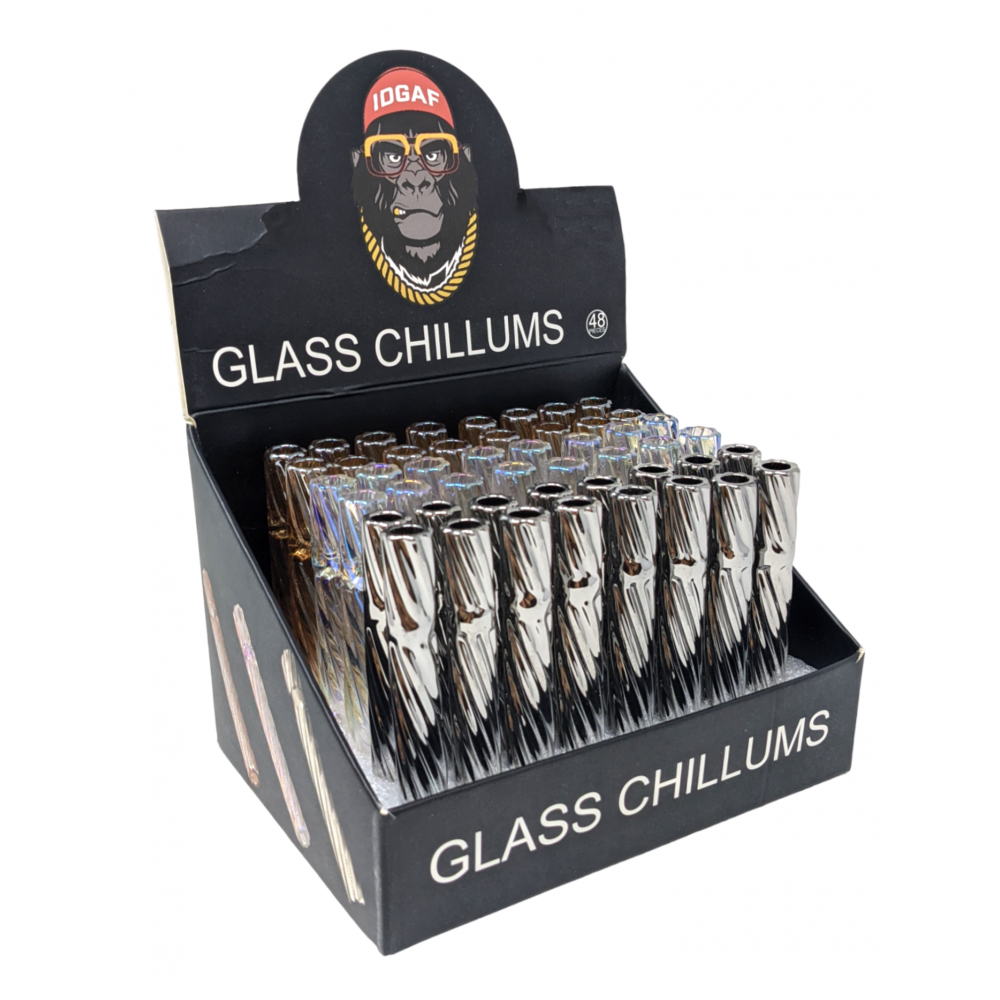 IDGAF Glass Chillums 48ct Display (MSRP $4.99ea)