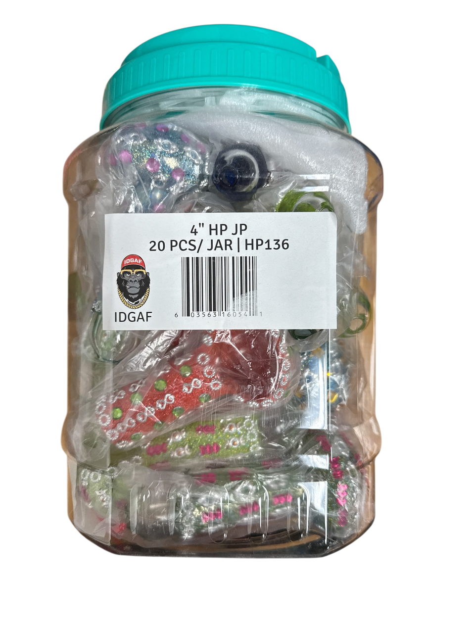 4" IDGAF Mix Fancy Diamond Hand Pipes - Jar of 20 (MSRP $19.99 Each)
