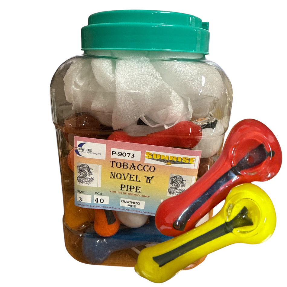 3 Inch Mix Diachro Hand Pipe 40 Piece Jar (MSRP $7.99ea)