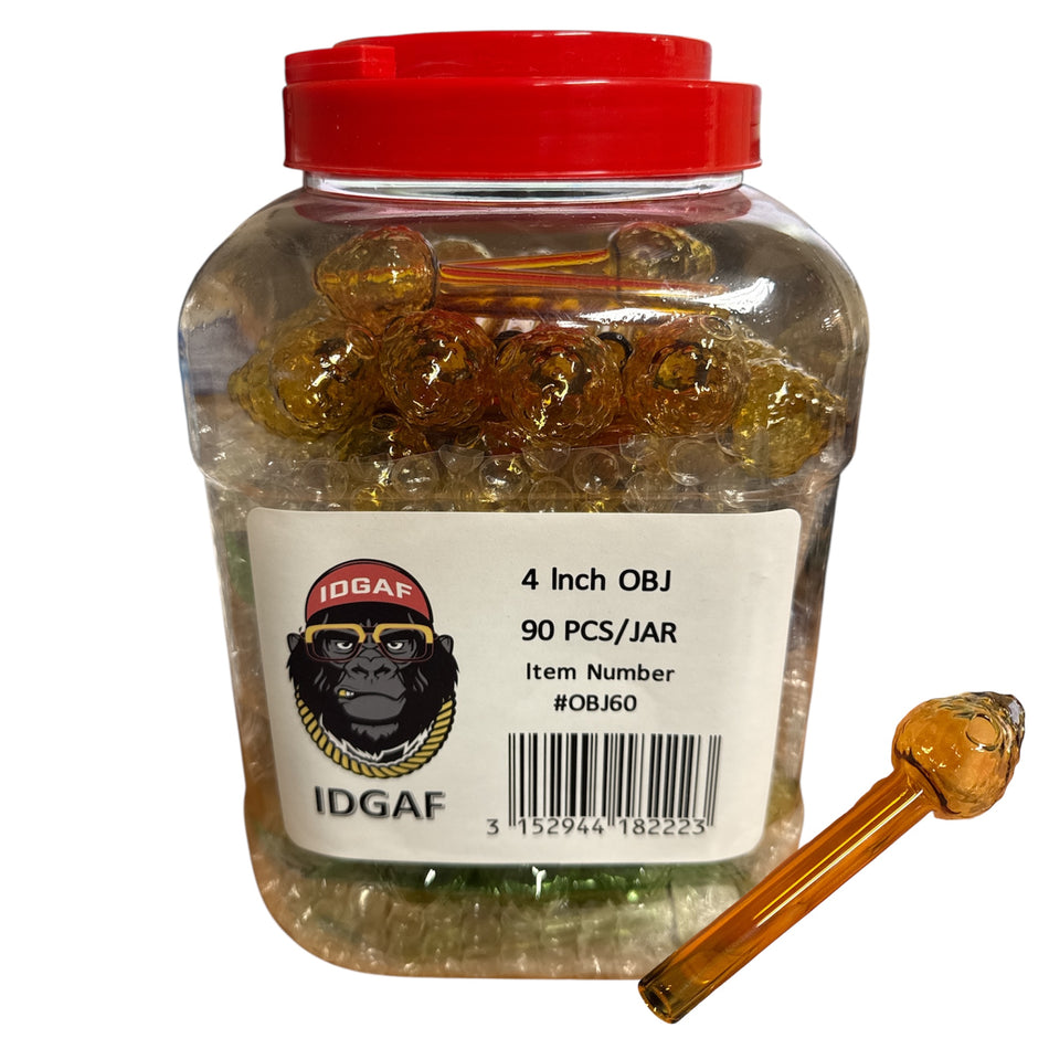 4" IDGAF Strawberry Shaped Bubblers OBJ60 - Jar of 90